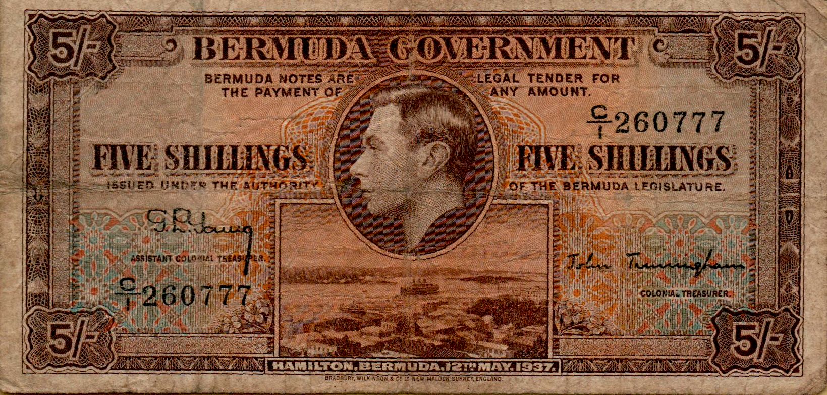Bermuda 1 1937 VF- P-8/b <b>[Serial# 260777]</b>